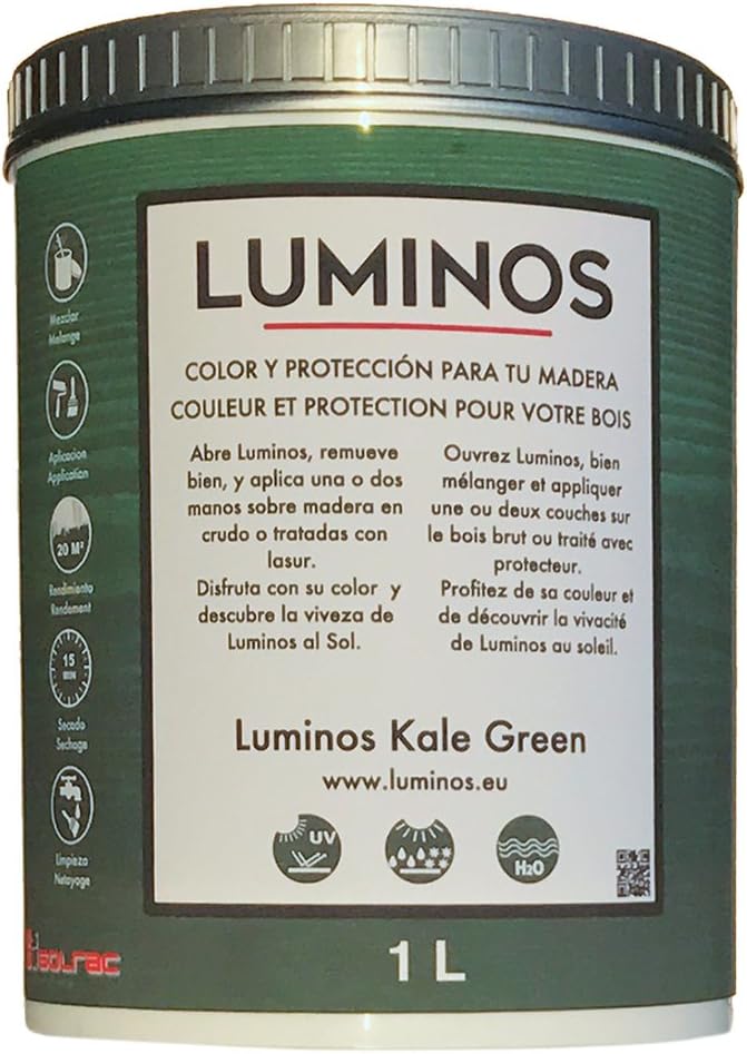Luminos LUM1106 - Kale Green - Water-Based Wood Stain Protector BIO - Green 1L