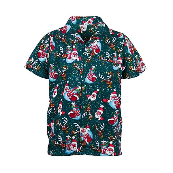 V.H.O. Funky Hawaiian Shirt Men Short-Sleeve Front-Pocket Christmas Designs