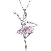 Aurora Tears Ballerina Tiny Dancer Necklace/Earring Ballerina Ballet Recital Gifts 925 Sterling Silver Rainbow Dancer Dance Pendant Jewelry for Sister Mom Friends