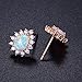 OPALBEST October Birthstone Rose Gold Teardrop Opal Stud Earrings With Halo Cubic Zirconia(cz) For Her