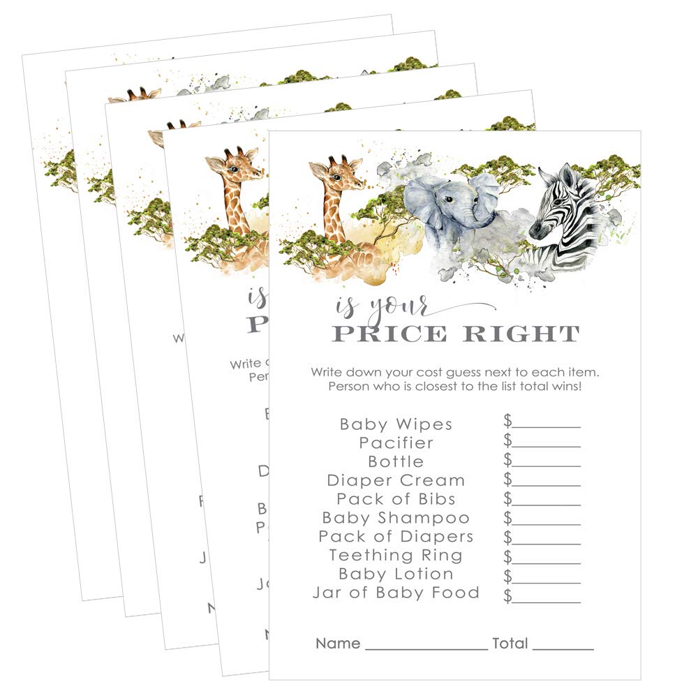 Amazon Com Paper Clever Party Jungle Baby Shower Game Guess The