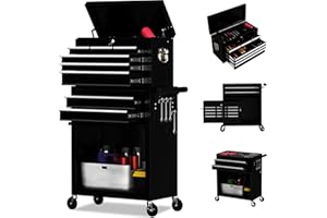 OAKANDO 8 Drawer Rolling Tool Chest, High Capacity Tool Box with Lockable Wheels and Drawers, 2 in 1 Portable Toolbox Organizer Storage Cabinet For Garage, Warehouse, Repair Shop
