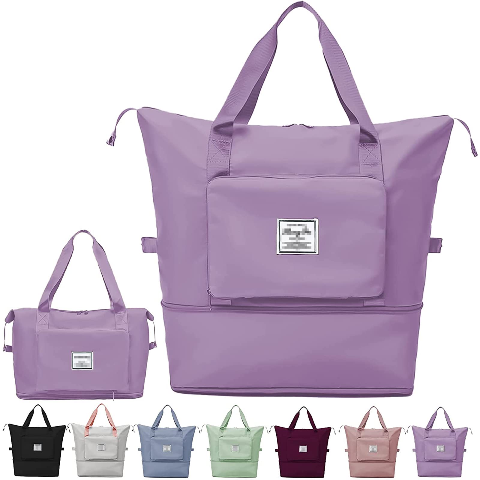 Large Capacity Folding Travel Bag,Portable Foldable Travel Lightweight Waterproof Oxford Fabric Duffel Bag Carry Luggage Bag for Expandable Weekender Sports, Gym, Vacation (Light Purple)