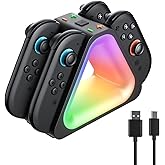 JORREP Switch 2 Joy-Con Charging Dock 4-in-1 Magnetic Fast Charging Station 7 RGB Lighting Modes Smart Safety Protection Compatible with 2025 Nintendo Switch 2 Controllers