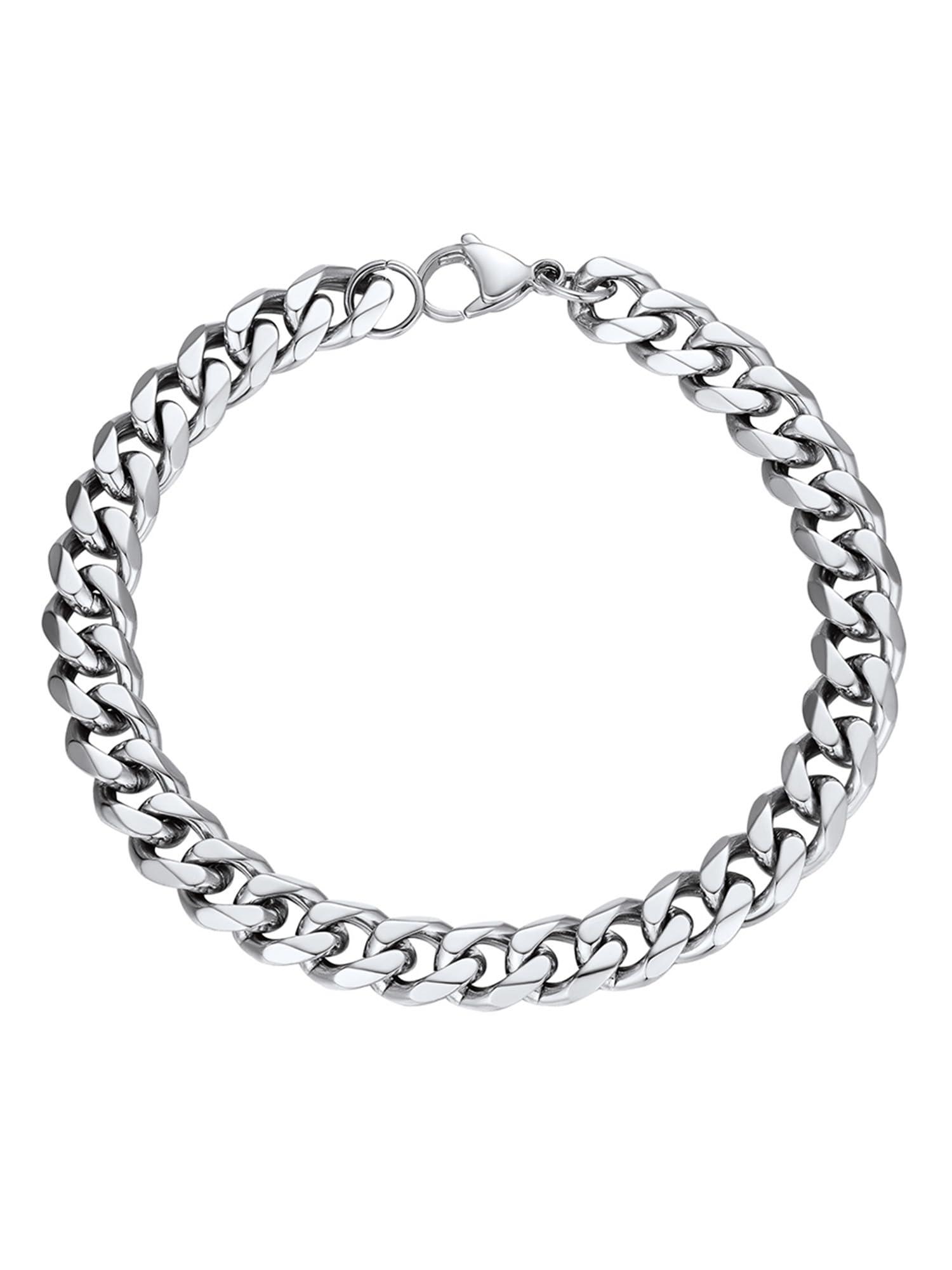 PROSTEEL Mens Bracelet - Cuban Chain Wrist Link Bracelets Hypoallergenic 316L Stainless Steel Jewellery Silver 9MM Width 19CM Length (with Gift Box)