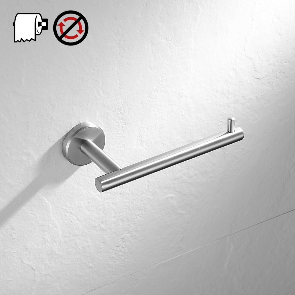 JQK Toilet Paper Holder, 5 Inch 304 Stainless Steel Tissue Paper Dispenser for Bathroom, Hold Mega Rolls, Brushed Nickel Wall Mount - - 