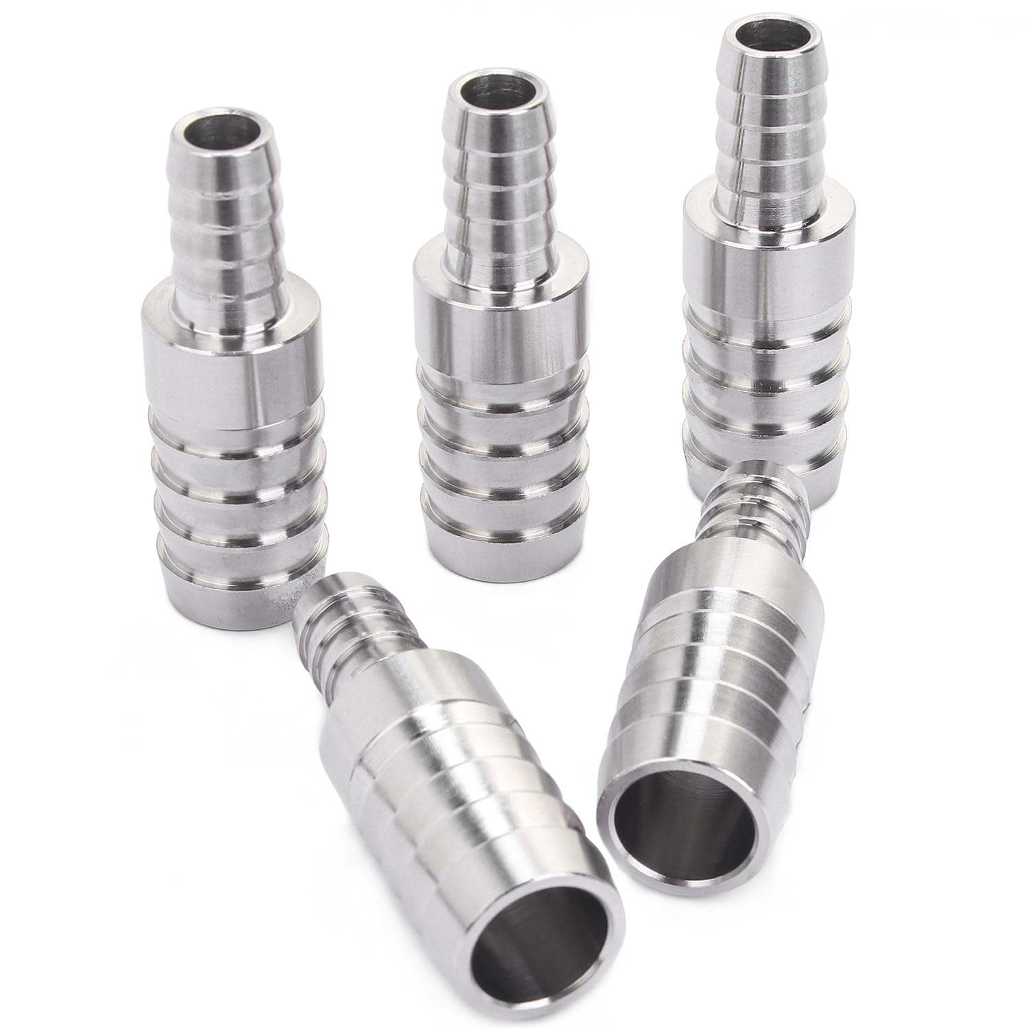 LTWFITTING Bar Production Stainless Steel 316 Barb Splicer Mender 5/8" Hose ID x 3/8" (10mm) Hose ID Fitting Air Water Fuel Boat (Pack of 5)