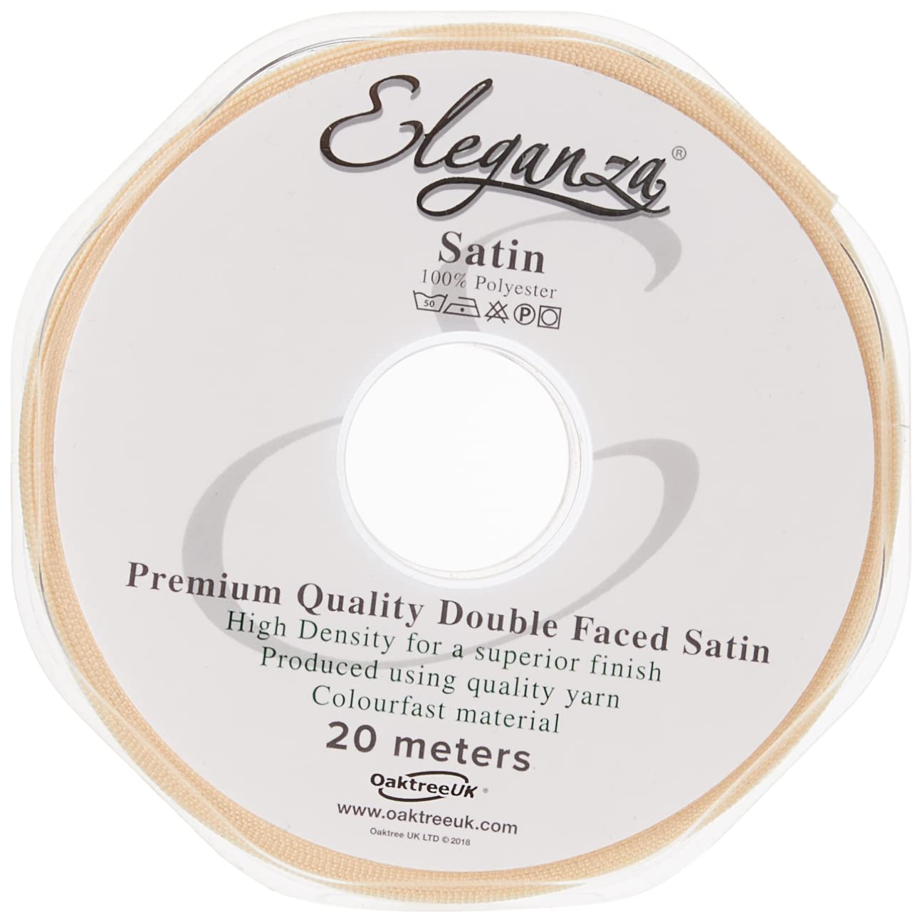 ELEGANZA Double Faced Satin 25mm x 20m Cream No.62
