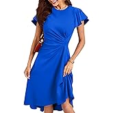 oten Women's 2025 Elegant Ruffle Sleeve Ruched Waist Flowy A Line High Low Midi Cocktail Party Dress