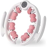 Qkiky Cellulite Massage Tool Lymphatic Drainage Massager for Thighs & Legs & Buttocks, Anti Cellulite Roller with Detachable Handles Fascia Massage Tool for Contoured & Smoother Skin, White-Pink