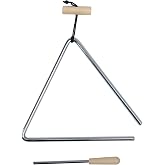 MIHEY 8 Inch Steel Musical Triangle Percussion Instrument Bell | Heavy Duty Hand Chime Sound Percussion Bell with Striker Beater for Adults Outside Classrooms Music Rhythm