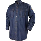 Black Stallion FS8-DNM 8 oz. FR Cotton/Denim Long Sleeve Work Shirt, M