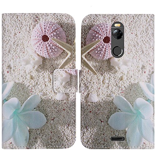 TienJueShi Sea Star Black Book-Style Flip Leather Protector Case Cover Skin Etui Wallet For Blu r2 plus 5.5 inch