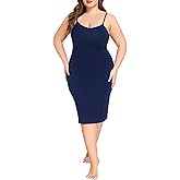 Wikoan Women's Plus Size Full Slips Soft Slip Dress for Under Dress Sleeveless Long Cami Dresses XL-6XL