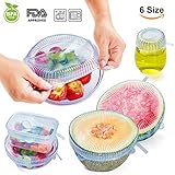 Topmin Silicone Stretch Lids,6 Pack of Various Sizes,Food Hugger and Unilid,Reusable,Durable and Expendable,Silicone Covers for Containers/Bowl/Food