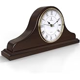 Mantel Clock for Fireplace, Solid Wood Silent Non-Chiming Mantle Clock | Battery Operated Wooden Clock 15x7.5, Easy to Read Decor for Living Room, Office, Shelf or Table, Home Decor Gift