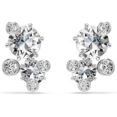 Swarovski Constella stud earrings, Round cut, White, Rhodium finish