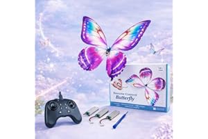 Bionic Butterfly - Sensor Assisted Ornithopter Drone Easy To Fly LED Lighting 3 Batteries & 4-Axis Gyro Stabilizer Next-gen F