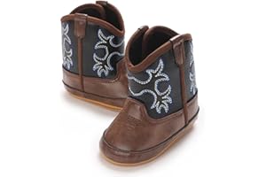 Kuner Baby Cowboy Boots Western Boots Toddler Cowboy Bootie Soft Sole Non-Slip Crib Shoes for Infant Boys Girls0-18 Months