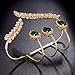 dnswez Unique Leaf Design Statement Ring Full CZ Multiple Finger Ring Silver Hand Palm Ring Bracelet Jewelry Gift for Women Adjustable Size (A)
