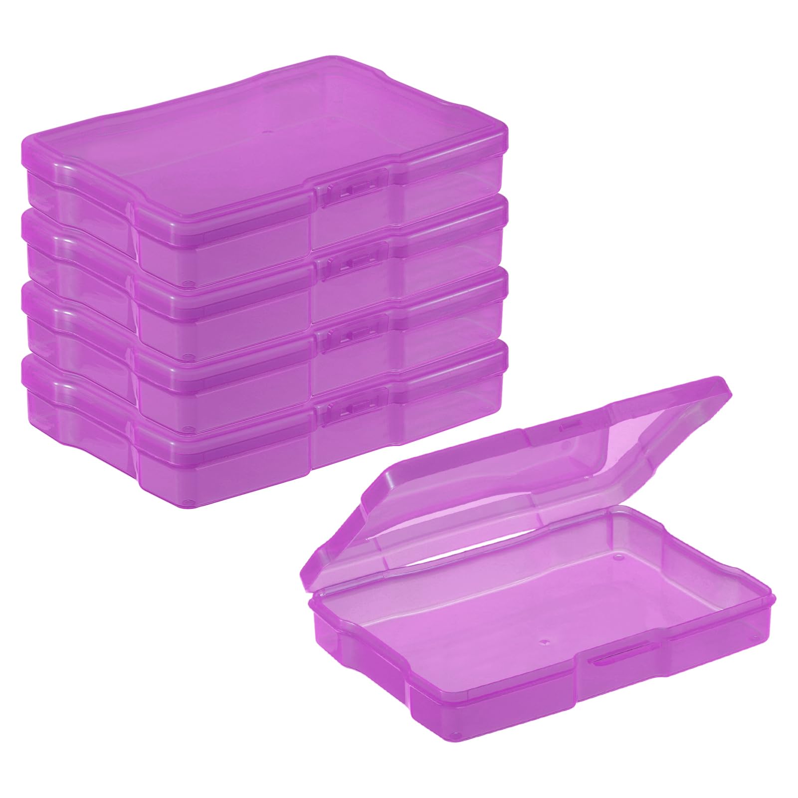 PATIKIL 4x6 Photo Storage Box, 4 Pack Photo Boxes Storage Photo Organizer Cases Storage Container Picture Boxes Plastic for 4x6 Pictures Sticker Scrapbook Craft Keeper, Purple