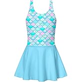 Yousie Girls Swimsuit One Piece Tropical Kids Bathing Suit Swimwear Adjustable Swim Dress 5-9 Years