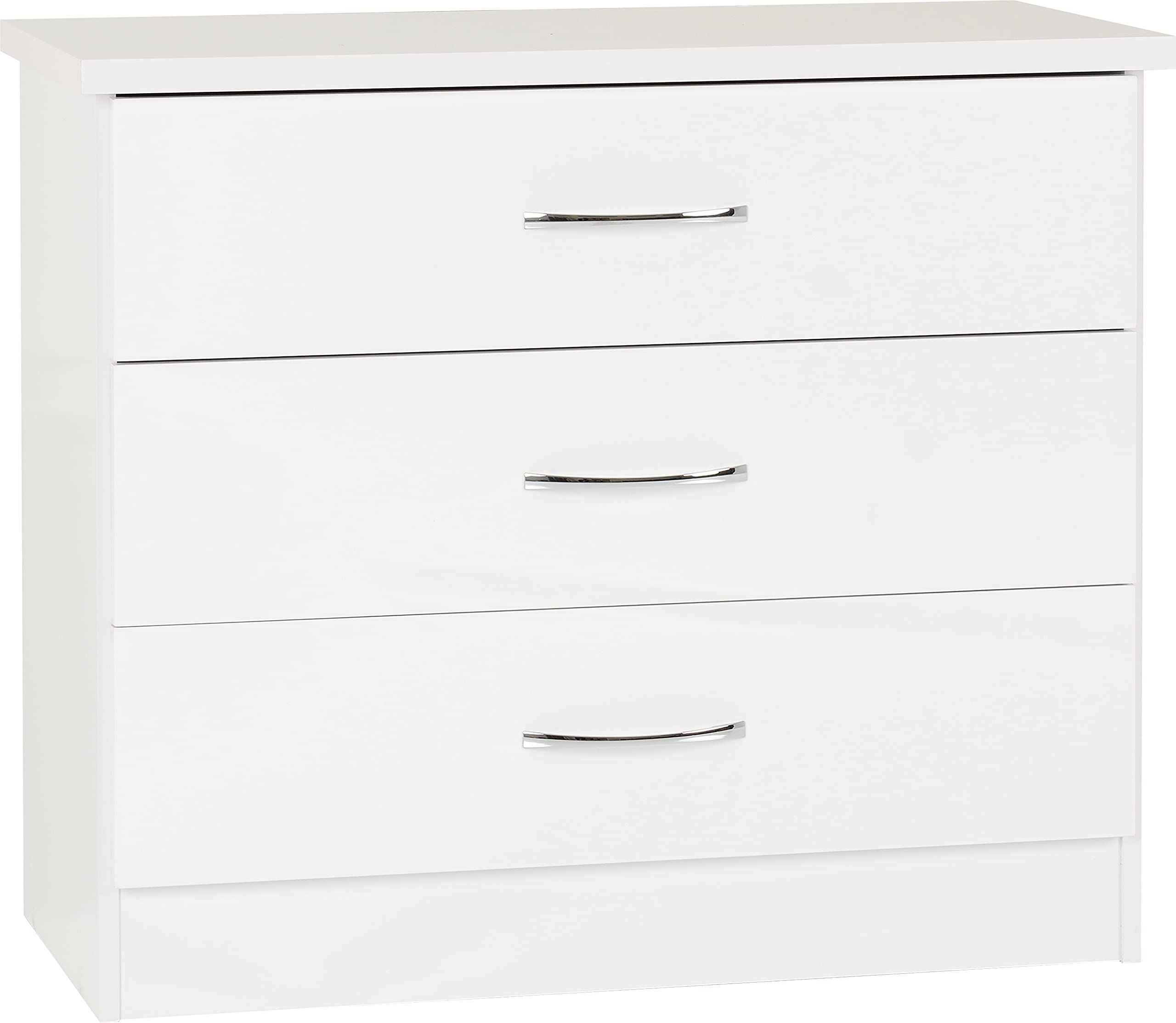 Seconique Nevada 3 Drawer Chest in White Gloss