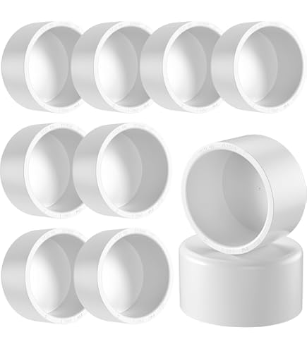 PATIKIL 2-1/2" PVC Pipe End Cap Fitting, 10 Pack Furniture Grade Pipe Plug Adapter Socket Fittings For Build PVC Furniture DIY Garden Shelf Support Structure Storage, White