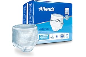 Attends Protective Underwear with DermaDry Technology for Adult Incontinence Care, Unisex, Large, White, 72 Count, Pack of 4