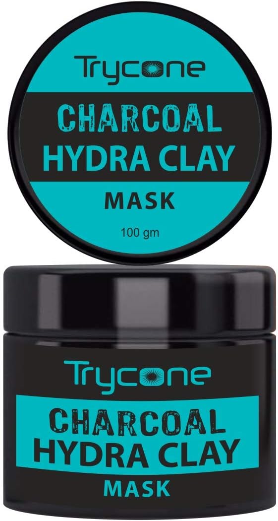 Trycone Activated Charcoal Hydra Clay Mask with Hyaluronic Acid and Tea Tree Oil - 100 Gm