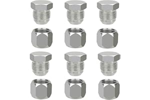 JROUTH JIC 08 Hydraulic Cap and Plug Hose Tube and Pipe Fitting Kit, 37 Degree Pipe Fitting Kit Cap and Plug Kit(6 Sets）