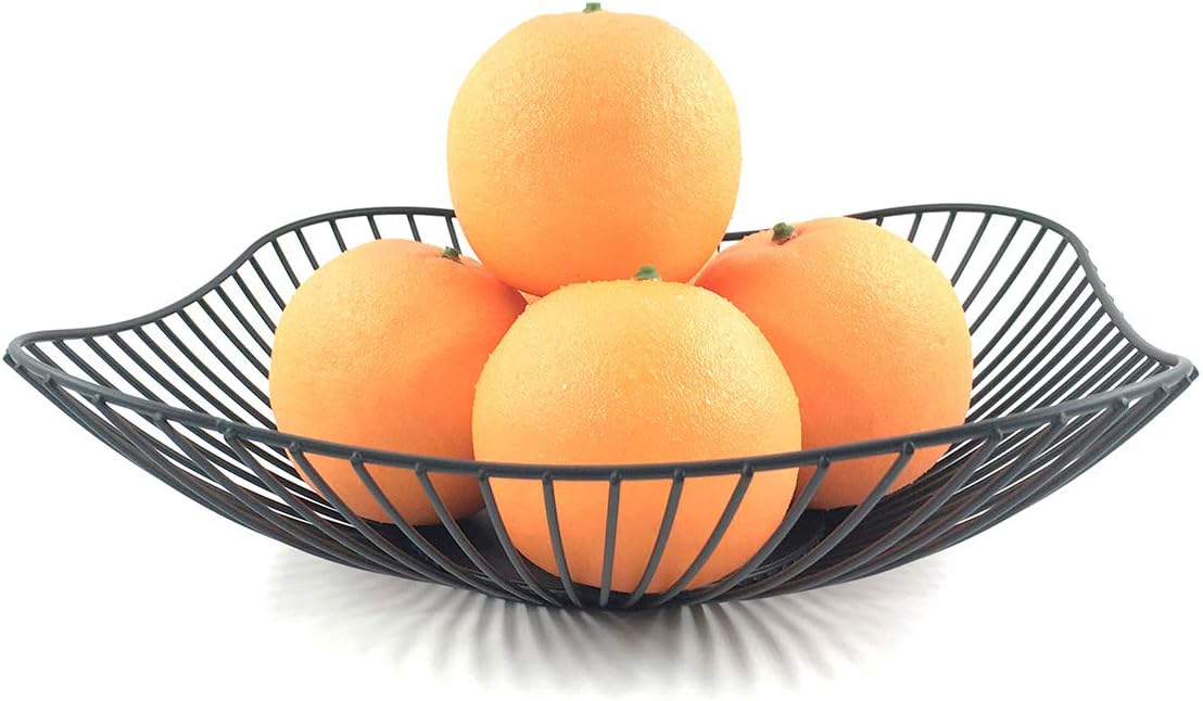GOLDCHEE Creative Nordic Style Iron Fruit Vegetable Fruit Bowl Desktop Bedroom Fruit Basket Large Capacity Modern Kitchen Countertop Wrought Iron Fruit Basket(BLACK)