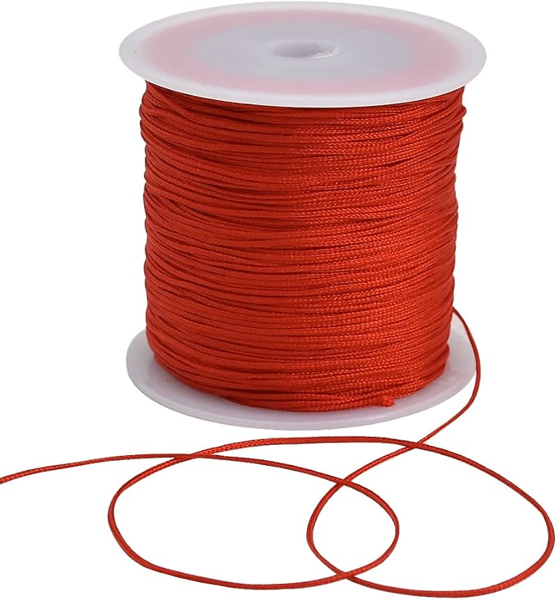 TONIFUL 1mm Red Nylon Cord Satin String 100 Yards Jewelry Macrame Beading