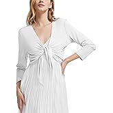 baleaf Women's Tie Front Shrugs UPF50+ Sun Protection Cropped Lightweight Summer Bolero Cardigan 3/4 Sleeve Sun Shawl Tops for Dresses White L
