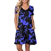 lionstill Women's Casual T Shirt Dress Summer Short Sleeve Swing Dresses with Pockets