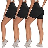 Syrinx 3 Pack Biker Shorts for Women – 8"/5"/3" High Waisted Tummy Control Workout Yoga Running Athletic Shorts