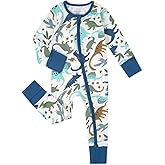 Teach Leanbh Unisex Baby Footless Pajamas with Mittens and Feet Cuffs Cotton 2 Way Zipper Long Sleeve Romper Sleep and Play