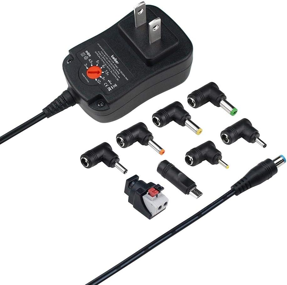 Belker 12W Multi Voltage 3V 4.5V 5V 6V 7.5V 9V 12V Universal AC DC Power Adapter for Household Electronics - Max Amp 1000mA [BE]: Home Audio & Theater