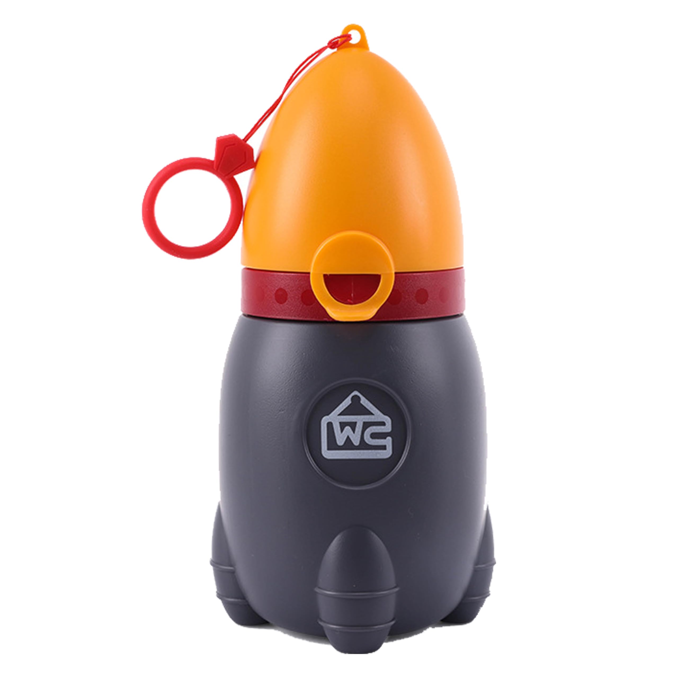 ED-Lumos Potty Travel Urinal Portable Pee Training Emergency Toilet for Camping Car Travel Outside Park Kids Boys Girls Rocket Design Grey and Orange 370ML