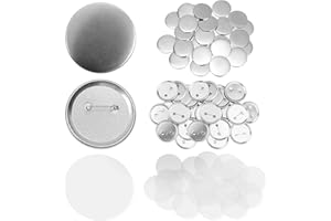 FOLCONROAD 300 pcs 58mm/2.28 inch Button Maker Supplies, 58mm Button Supplies Parts, (Approx. 2.25 inch) Round Badge Blank Button Pins, Includes Metal Pin Back Cover, Metal Cover, Clear Film