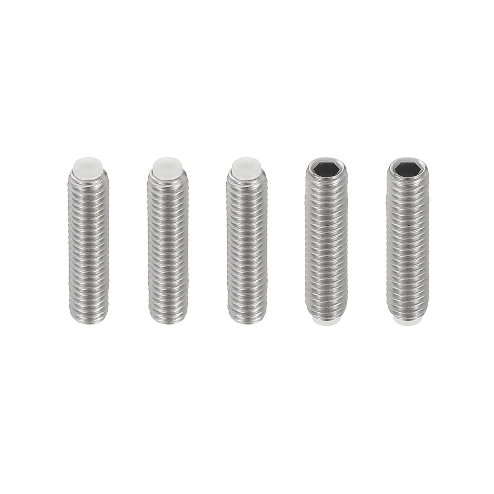 PATIKIL M6x25mm Nylon Tip Grub Screw, 5pcs 304 Stainless Steel Metric Hex Socket Head Cup Point Anti Slip Set Screws Internal Hex Drive Hardware — image 1