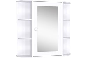 HOMCOM Bathroom Medicine Cabinet with Mirror, Wall Mounted Storage Cabinet with Mirrored Door & Shelves, Mirror Cabinet for B