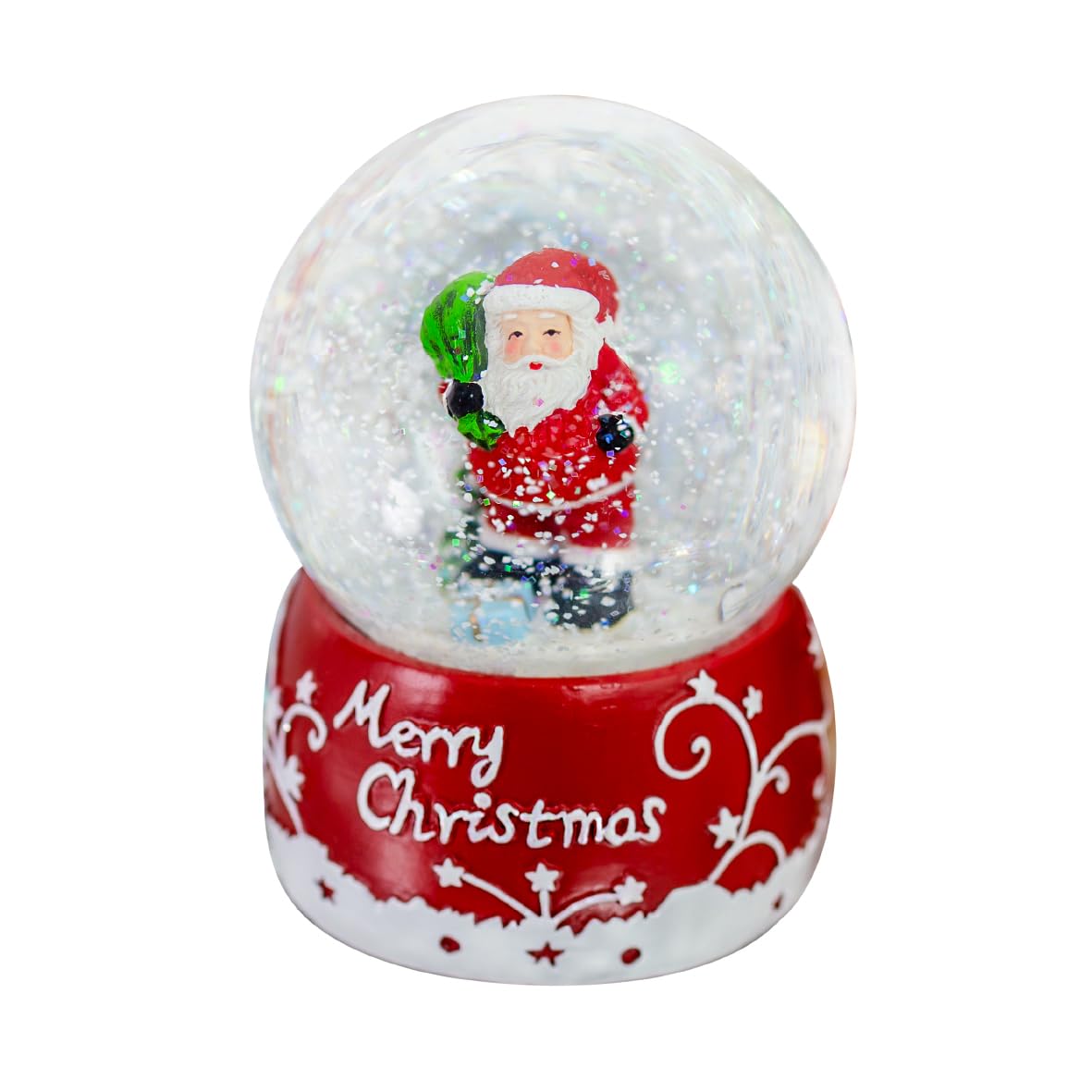 The Christmas Workshop 70939 Musical Traditional Santa Claus Snow Globe/Indoor Festive Decoration/Wind Up & Play / 10.5cm x 10.5cm x 14.5cm