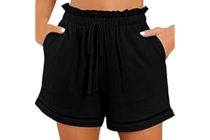 SAFUNY Womens Shorts High Waisted 2024 Fashion Beach Shorts Drawstring Elastic Waist Solid Loose Comfy Shorts with Pockets