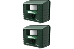 ASPECTEK Includes AC Adapter, Extension Cord Pest Repeller Yard Sentinel 2 Pack Outdoor Ultrasonic Animal Control, Green, Sound Frequency:15 kHz -18 kHz