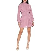 Forever 21 Womens Chiffon Peasant-Sleeve Mini Dress