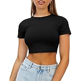 WYNNQUE Womens Crop Tops Cute Summer Crew Neck Basic Tees Slim Fit Trendy Short Sleeve T Shirts for Teen Girls 2026