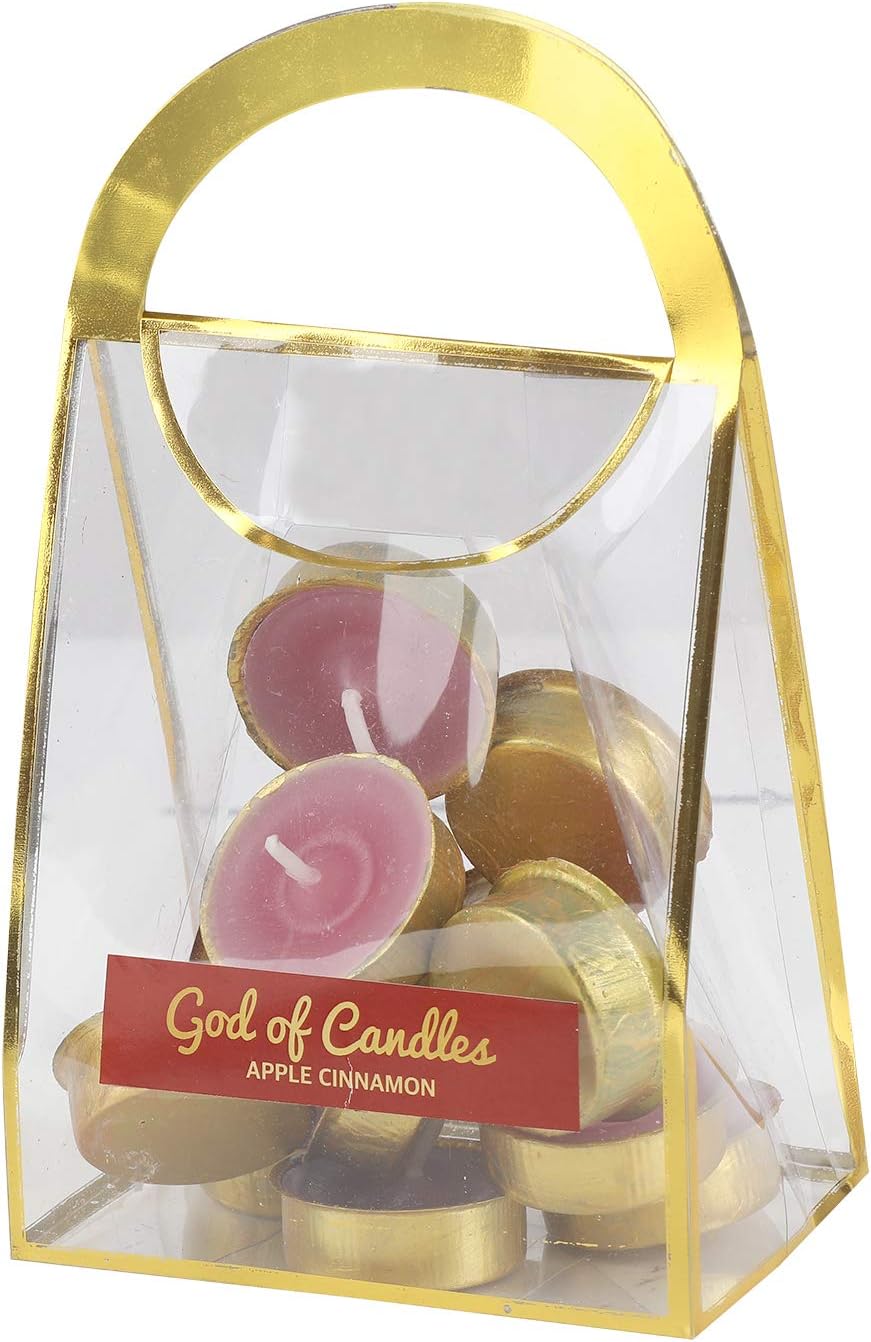 Godof Richly Scented Apple Cinnamon (Set of 12) Mini Candles in Gold Brushed Holders for Gift-Giving/Home Decor
