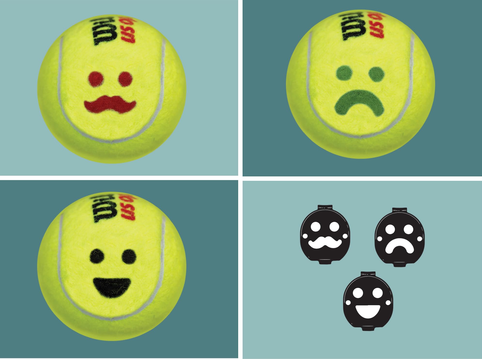 BallTrace Green Tennis Ball Marker | Personalise Tennis Balls & Padel Balls with Fun Emoji & Symbols As seen at events & tournaments in Europe & USA. (Control Your Emotions)