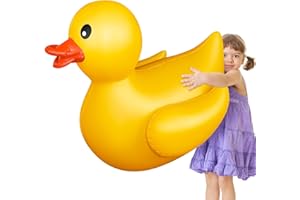Hungdao 1 Pack 4 Feet Giant Inflatable Duck Huge Rubber Duck Large Blow up Pool Float for Summer Beach Swimming Pool Carnival Birthday Party Parade Decoration (Yellow)